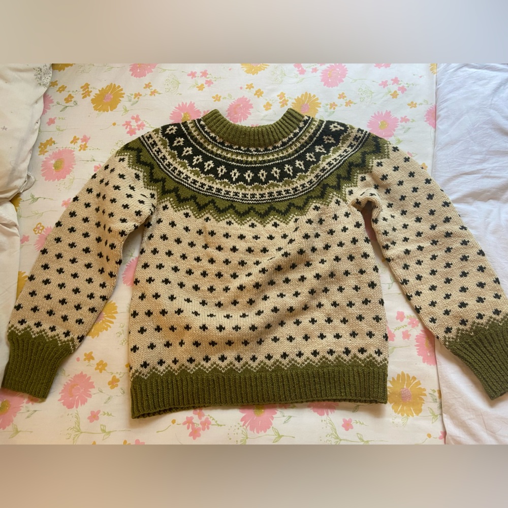 Hand knitted wool sweater. Sz small